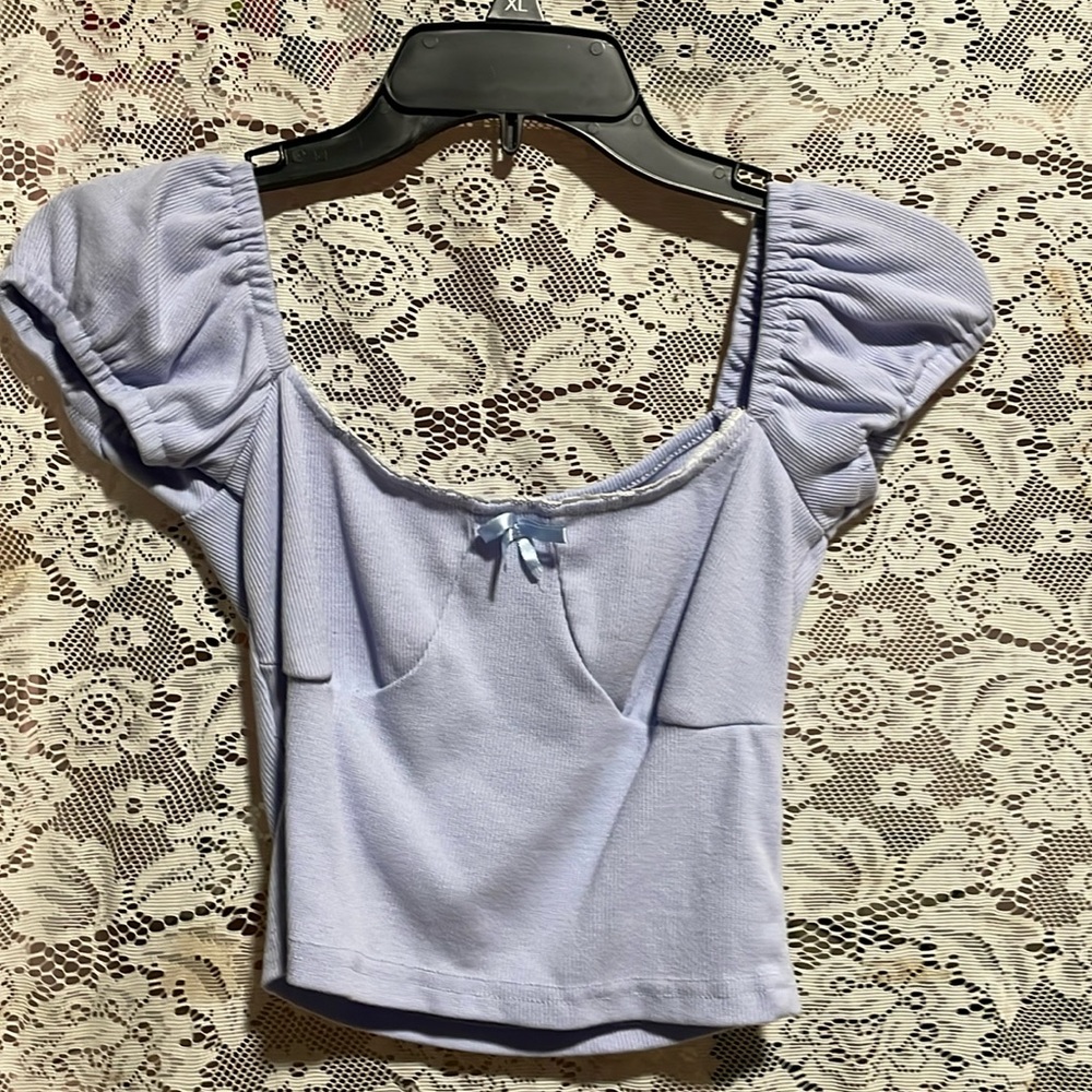 Purple crop top with bow at the front!